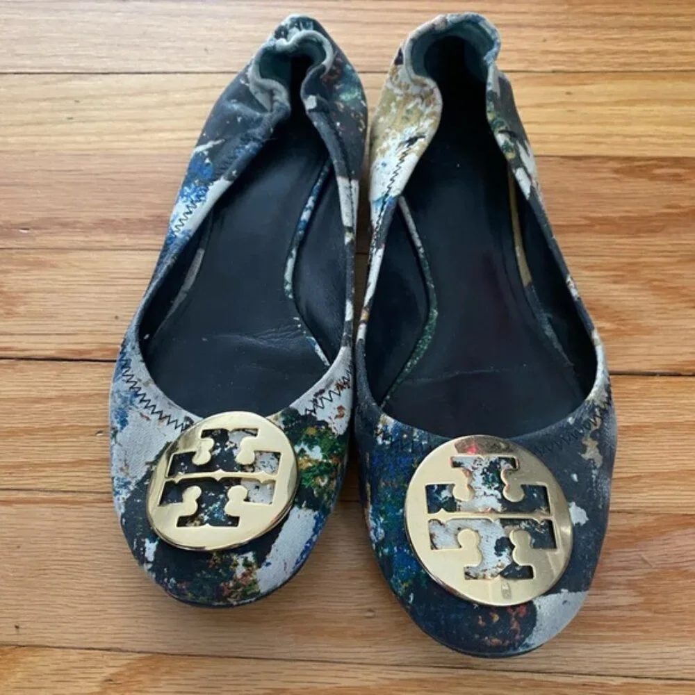 TORY BURCH multi color REVA color ballet flats , size 9